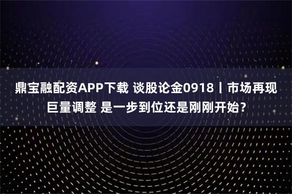 鼎宝融配资APP下载 谈股论金0918丨市场再现巨量调整 是一步到位还是刚刚开始？