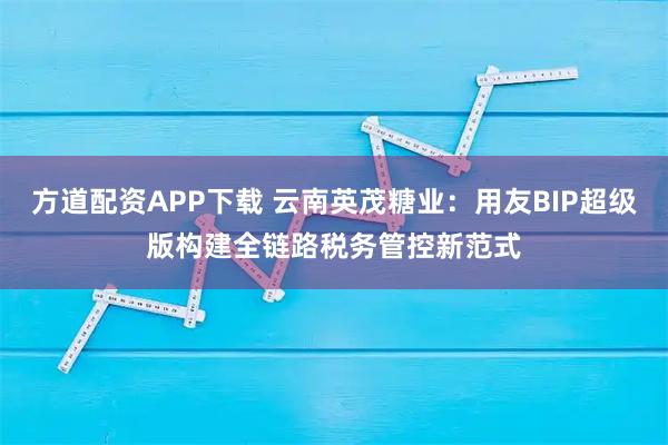 方道配资APP下载 云南英茂糖业：用友BIP超级版构建全链路税务管控新范式